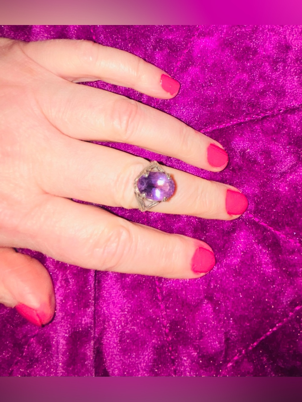 Vintage Sterling Silver Amethyst Ring